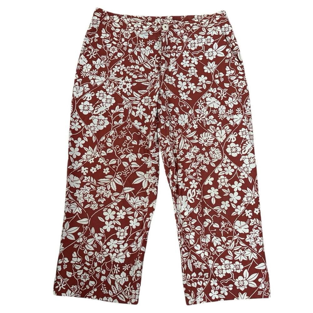 🌻 2/$20 Vintage Patagonia 6 Beachcomber Pants Floral Print Brown White Cropped